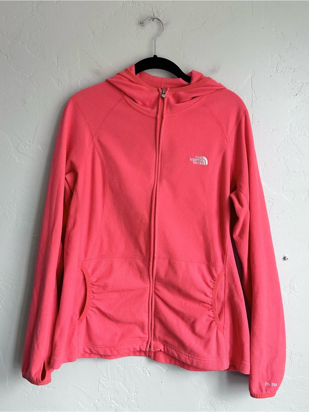 The North Face Women's Coral Pink Full‑Zip Hooded Fleece Jacket